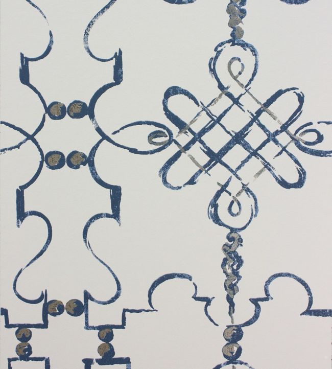 Portavo Wallpaper - Indigo/Ivory - Nina Campbell - NCW4308 - 03 - Premier Wallcovering
