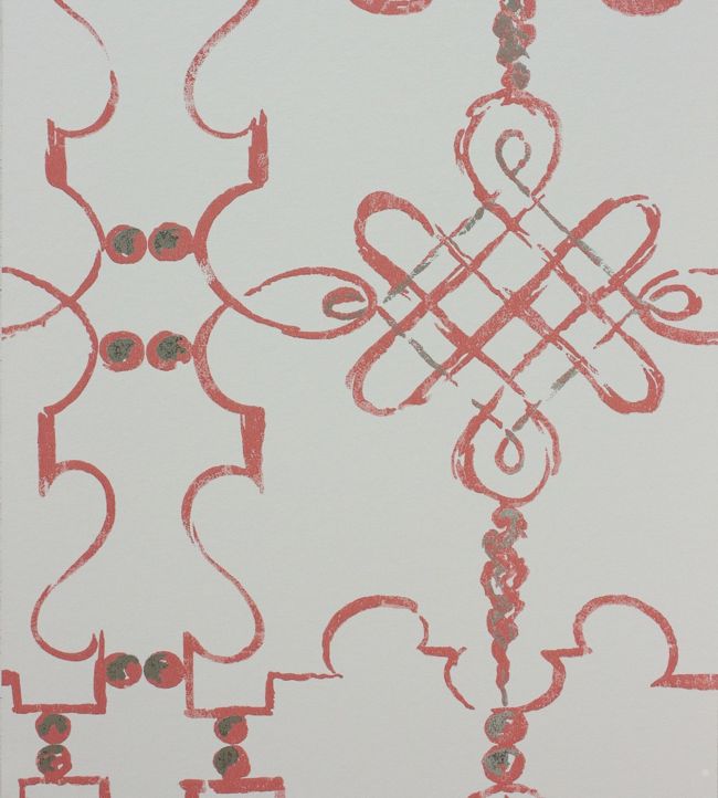 Portavo Wallpaper - Coral/Ivory - Nina Campbell - NCW4308 - 04 - Premier Wallcovering