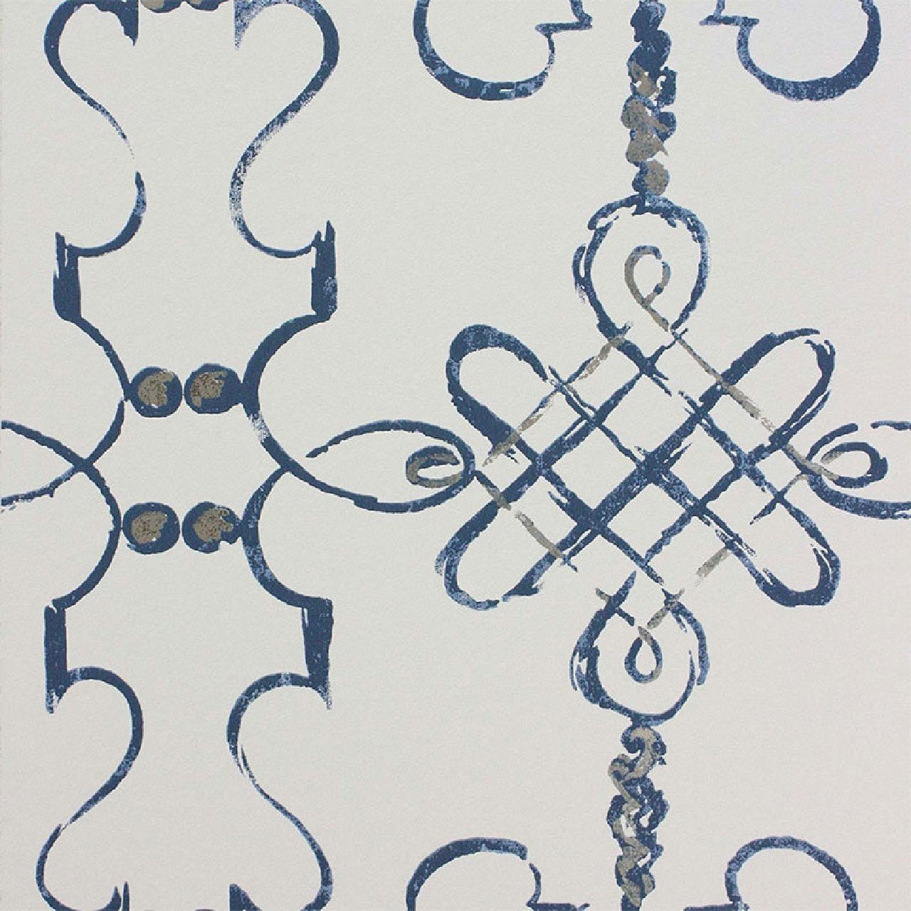 Portavo Wallpaper - Indigo/Ivory - Nina Campbell - NCW4308-03 - Premier Wallcovering