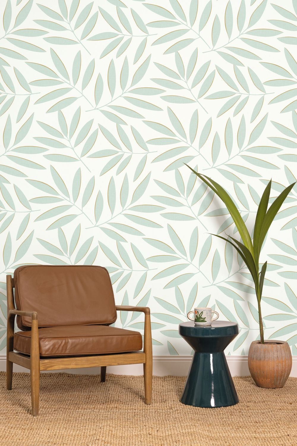Portee Wallpaper - Vert D'eau - Caselio - 104587020 - Premier Wallcovering
