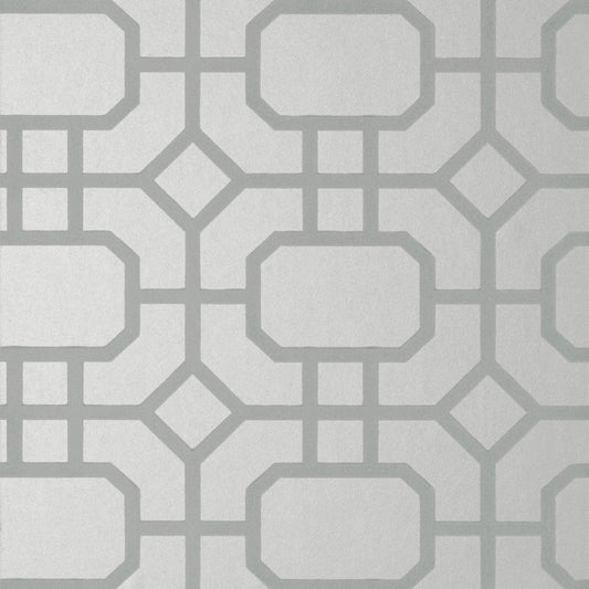 Portier Flock Wallpaper - Grey on Silver - Thibaut - T11001 - Premier Wallcovering