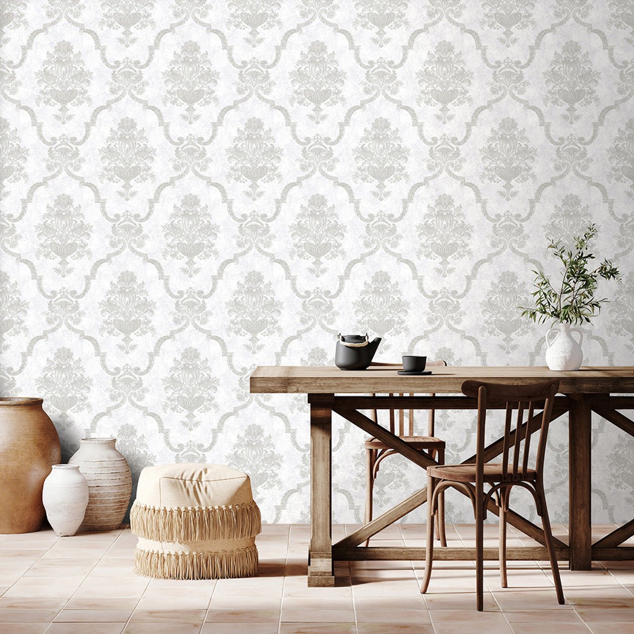 Porto Azulejo Wallpaper - Fossil Grey - Hohenberger - 26858 - Premier Wallcovering