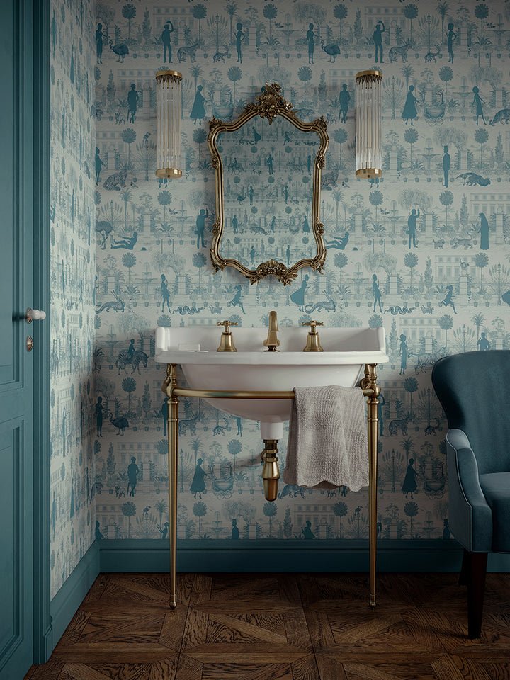 Portobello Parade Wallpaper - Jellied Teal - Divine Savages - DVS080-PORT-TEA-WR - Premier Wallcovering