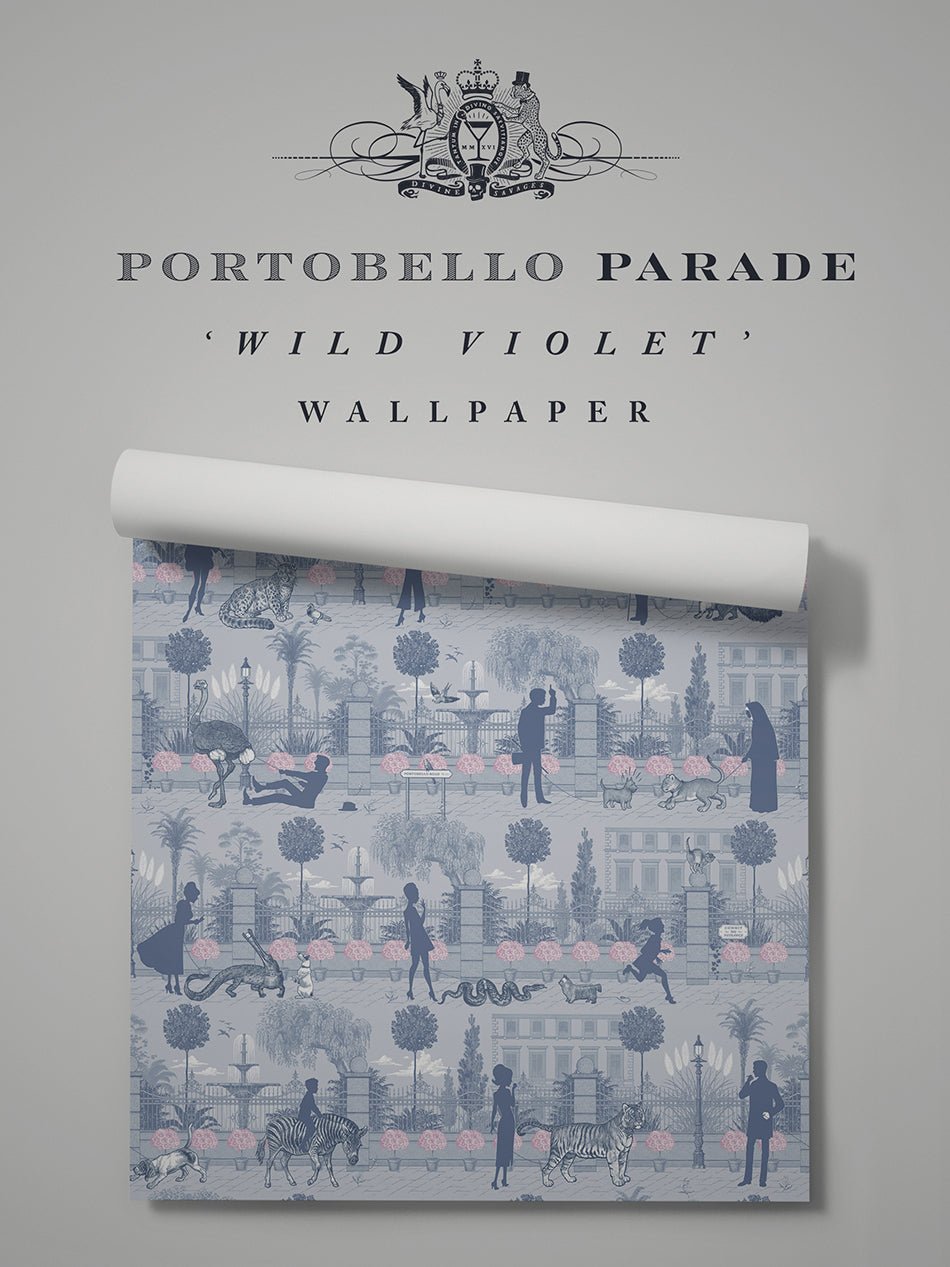 Portobello Parade Wallpaper - Wild Violet - Divine Savages - DVS081-PORT-VIOL-WR - Premier Wallcovering