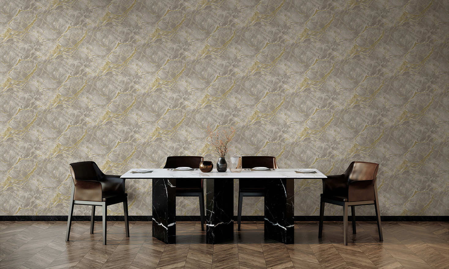 Portoro Marble Wallpaper - Grey / Gold - Holden Décor - 36283 - Premier Wallcovering
