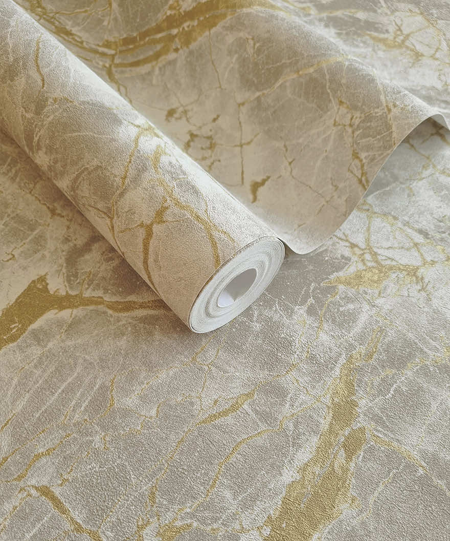 Portoro Marble Wallpaper - Grey / Gold - Holden Décor - 36283 - Premier Wallcovering