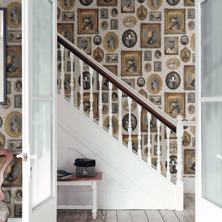 Portrait Gallery Wallpaper - Taupe - The Graduate Collection - CC1VISWALT - Premier Wallcovering