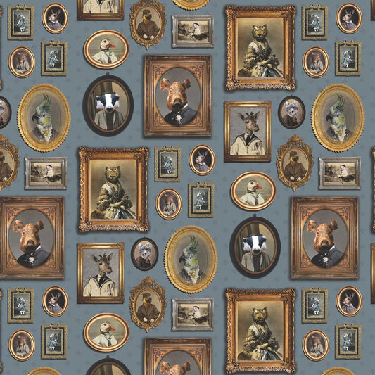Portrait Gallery Wallpaper - Blue - The Graduate Collection - CC1VISWALBLU - Premier Wallcovering