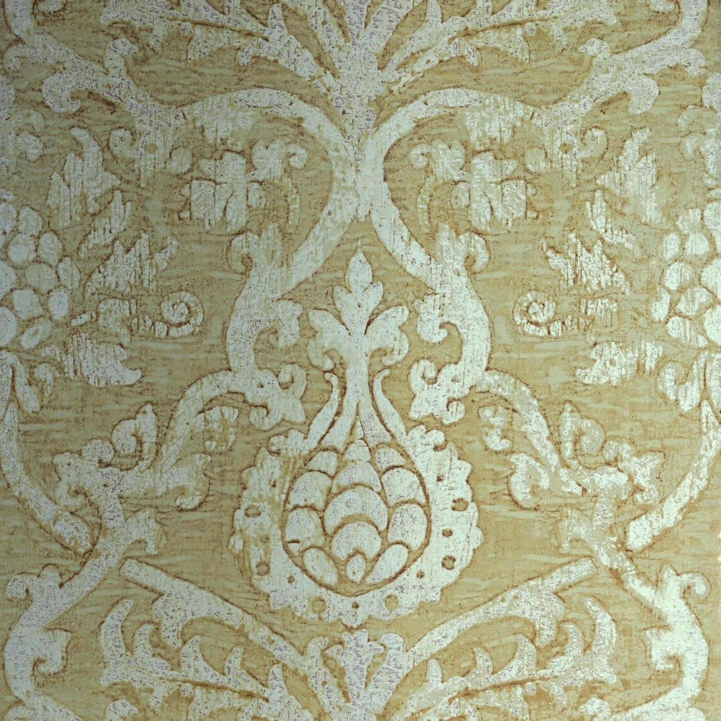 Pravata Damask Wallpaper - Champagne on Foil - Thibaut - T89178 - Premier Wallcovering