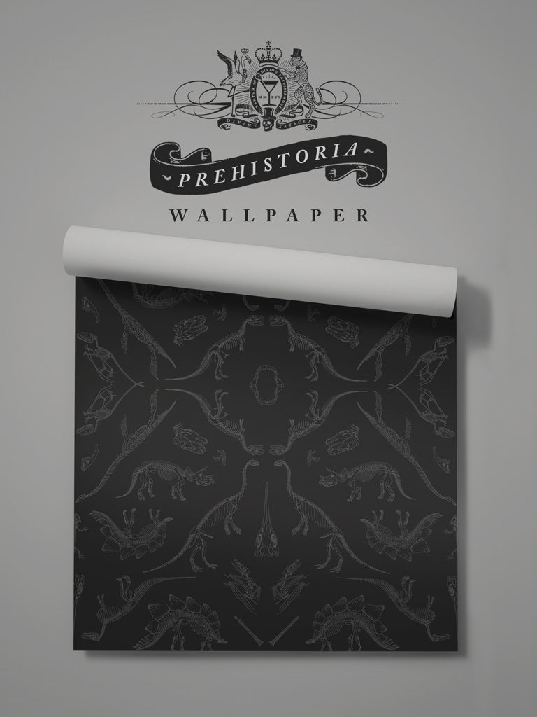 Prehistoria Wallpaper - Charcoal - Divine Savages - DVS008-PRE-CHA-WR - Premier Wallcovering