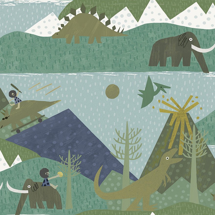 Prehistoric Wallpaper - Teal - Holden Décor - 13261 - Premier Wallcovering