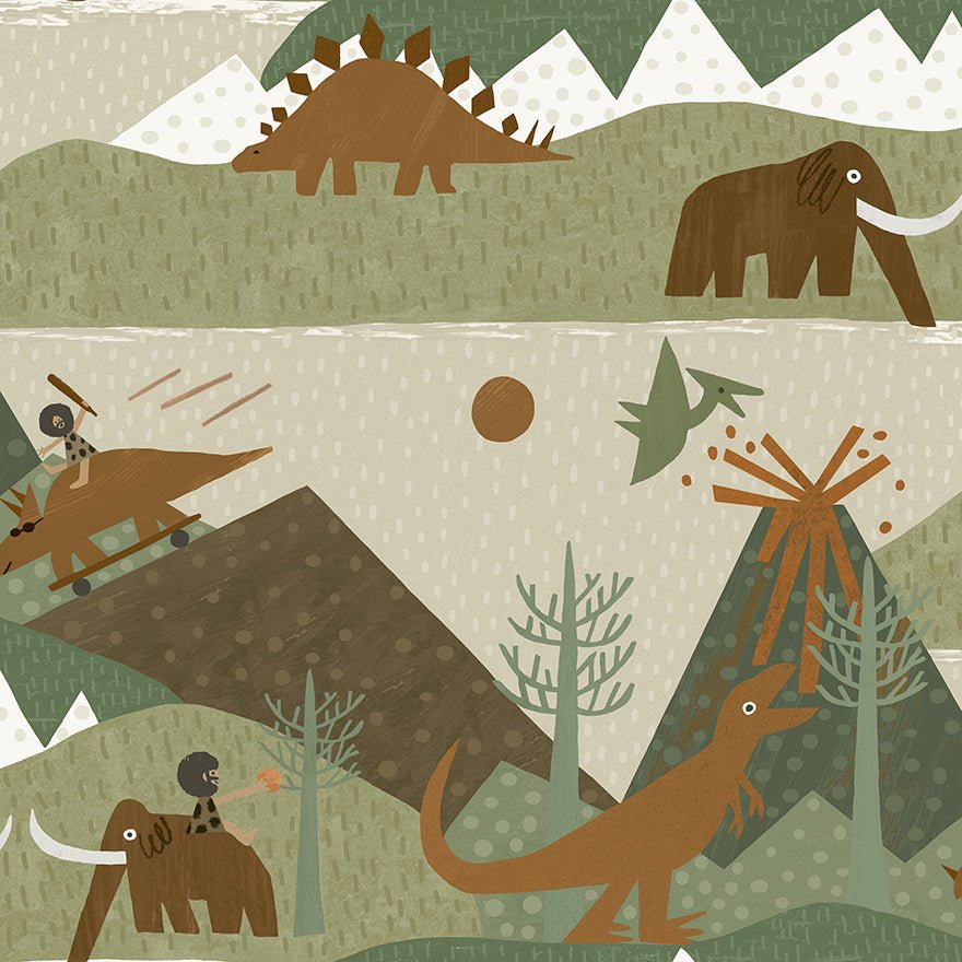 Prehistoric Wallpaper - Green/Orange - Holden Décor - 13260 - Premier Wallcovering