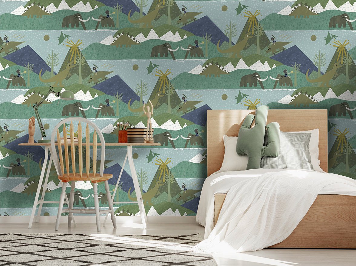 Prehistoric Wallpaper - Teal - Holden Décor - 13261 - Premier Wallcovering