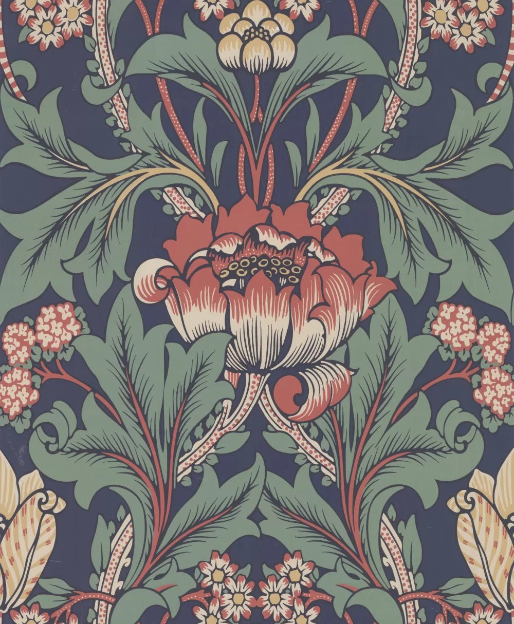 Primrose Floral Wallpaper - Navy Blue - NextWall - NW44402 - Premier Wallcovering