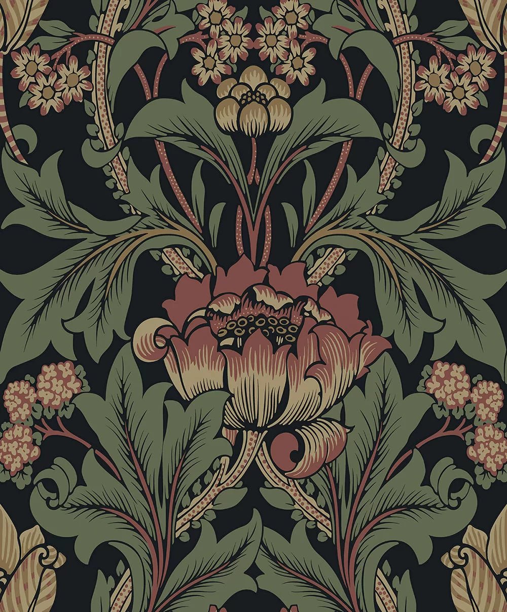 Primrose Floral Wallpaper - Wrought Iron & Clay - NextWall - NW44401 - Premier Wallcovering