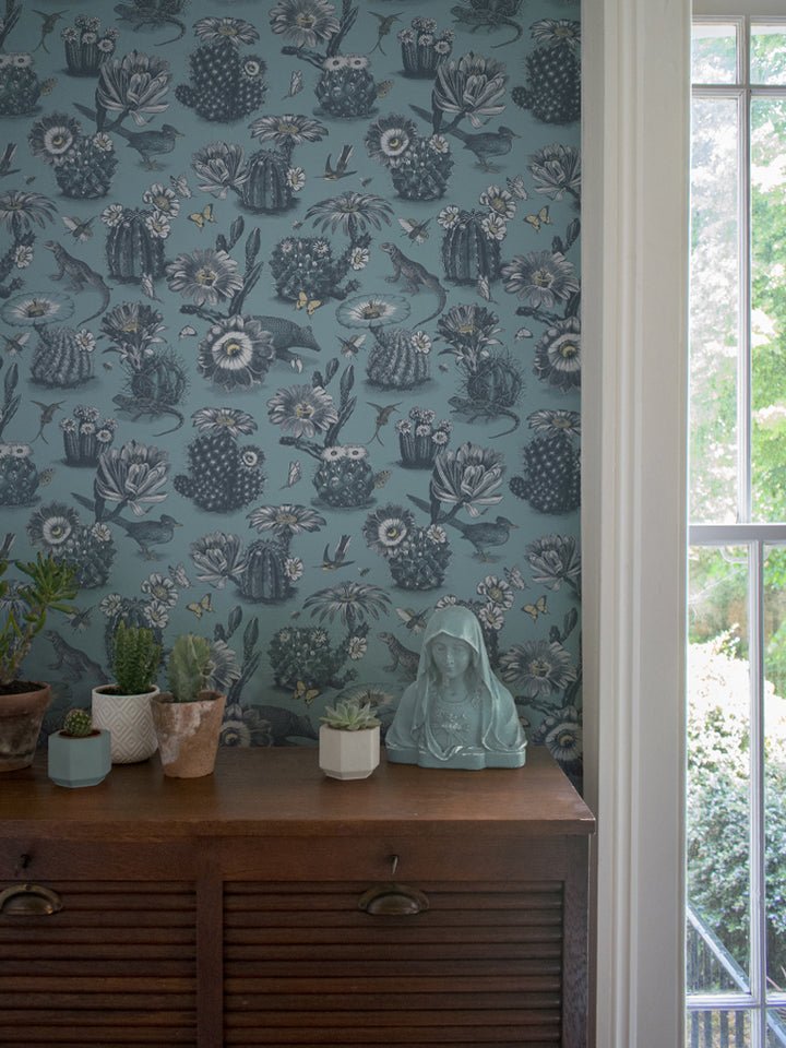 Priscilla Wallpaper - Desert Blue - Divine Savages - DVS007-PRIS-BLU-WR - Premier Wallcovering