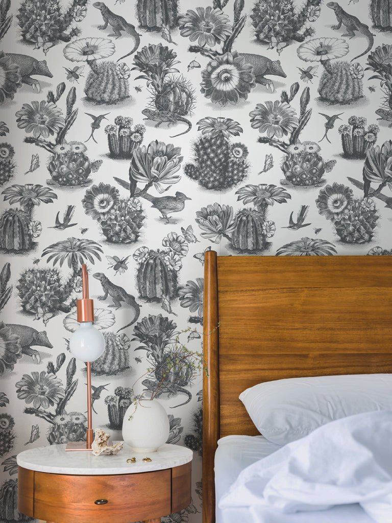 Priscilla Wallpaper - Charcoal - Divine Savages - DVS006-PRIS-CHA-WR - Premier Wallcovering