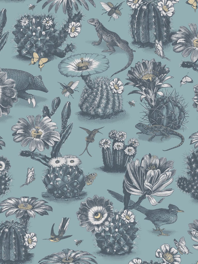 Priscilla Wallpaper - Desert Blue - Divine Savages - DVS007-PRIS-BLU-WR - Premier Wallcovering