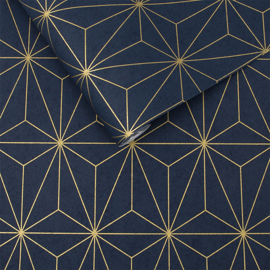 Prism Wallpaper - Navy Gold - Graham & Brown - 104742 - Premier Wallcovering