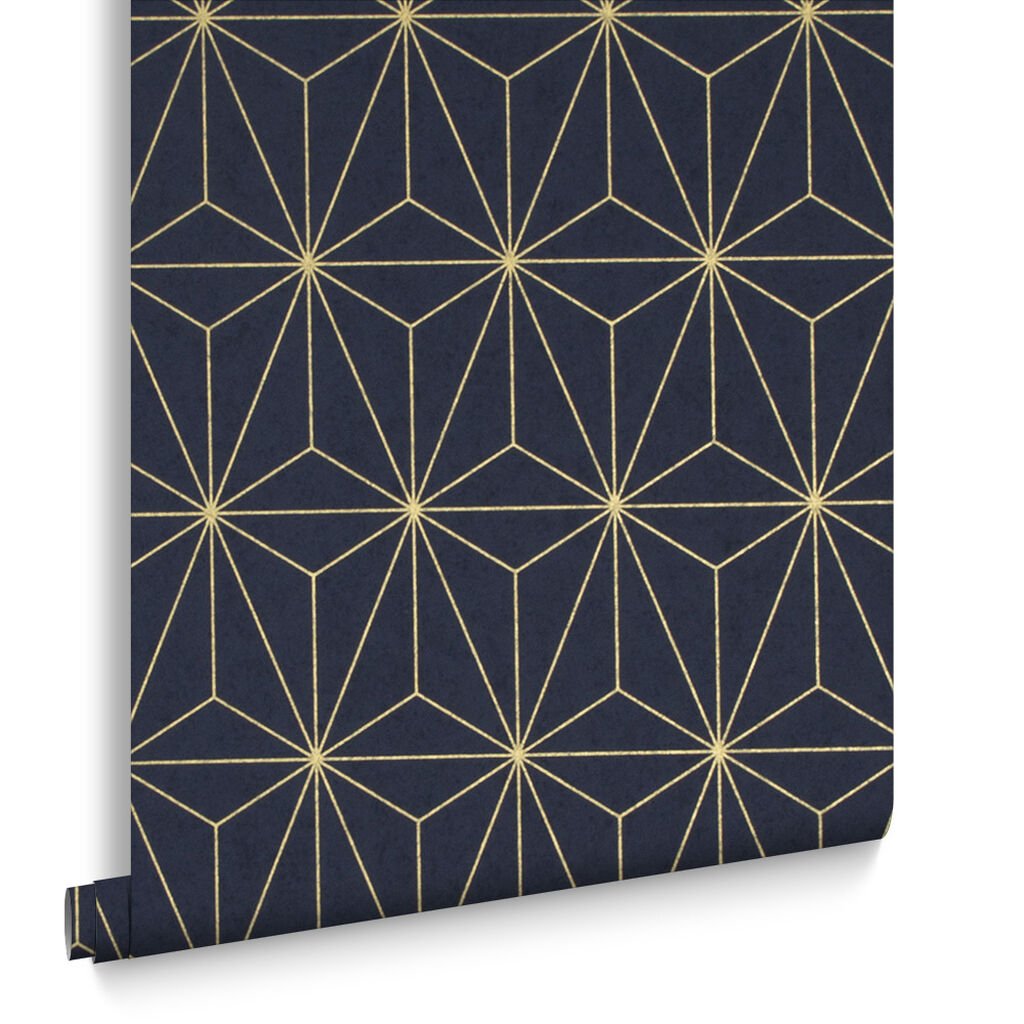 Prism Wallpaper - Navy Gold - Graham & Brown - 104742 - Premier Wallcovering
