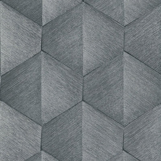 Prisma 3D Graphic Waves Metallic Wallpaper - Grey - Erismann - 10370 - 10 - Premier Wallcovering