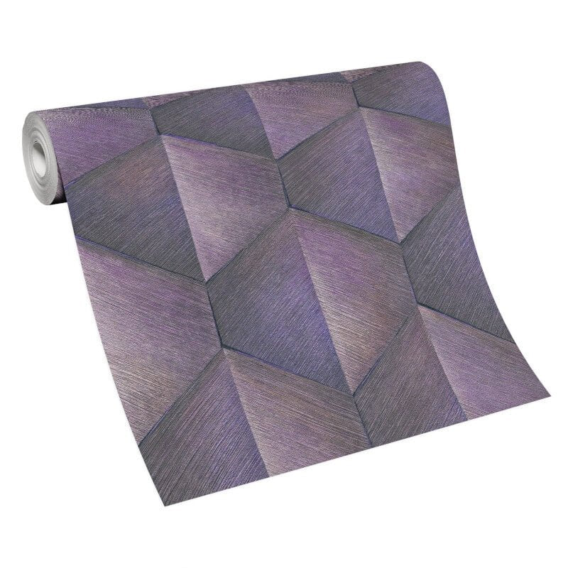 Prisma 3D Graphic Waves Metallic Wallpaper - Purple - Erismann - 10370 - 45 - Premier Wallcovering