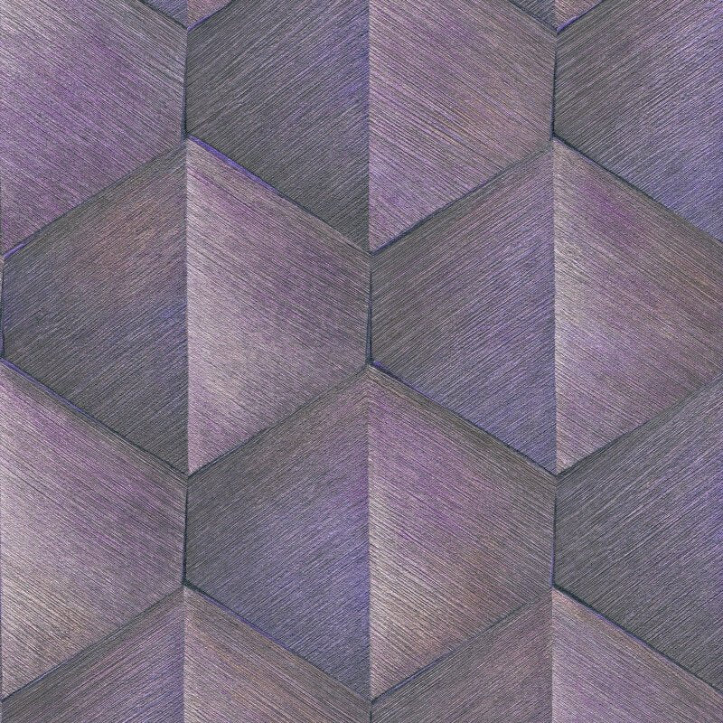 Prisma 3D Graphic Waves Metallic Wallpaper - Purple - Erismann - 10370 - 45 - Premier Wallcovering