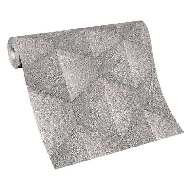 Prisma 3D Graphic Waves Metallic Wallpaper - Taupe - Erismann - 10370 - 38 - Premier Wallcovering