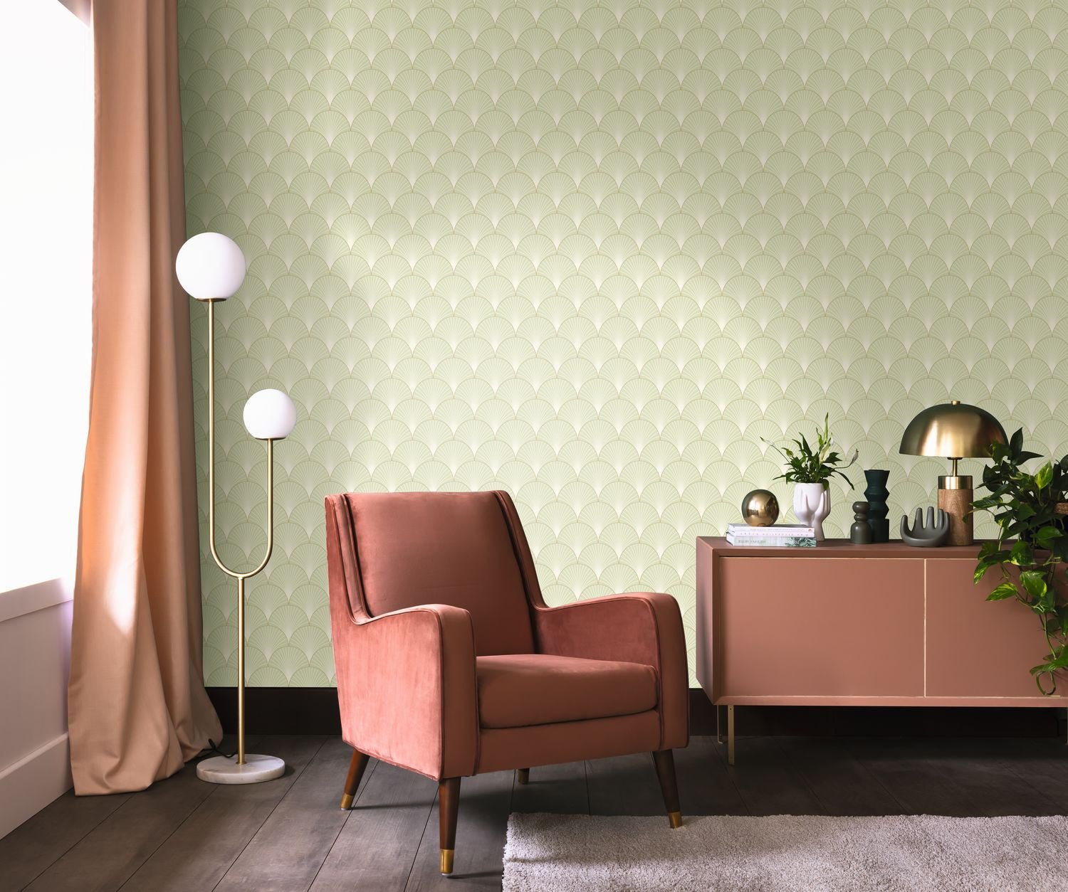 Prosperity Wallpaper - Vert Amande - Caselio - 105267023 - Premier Wallcovering
