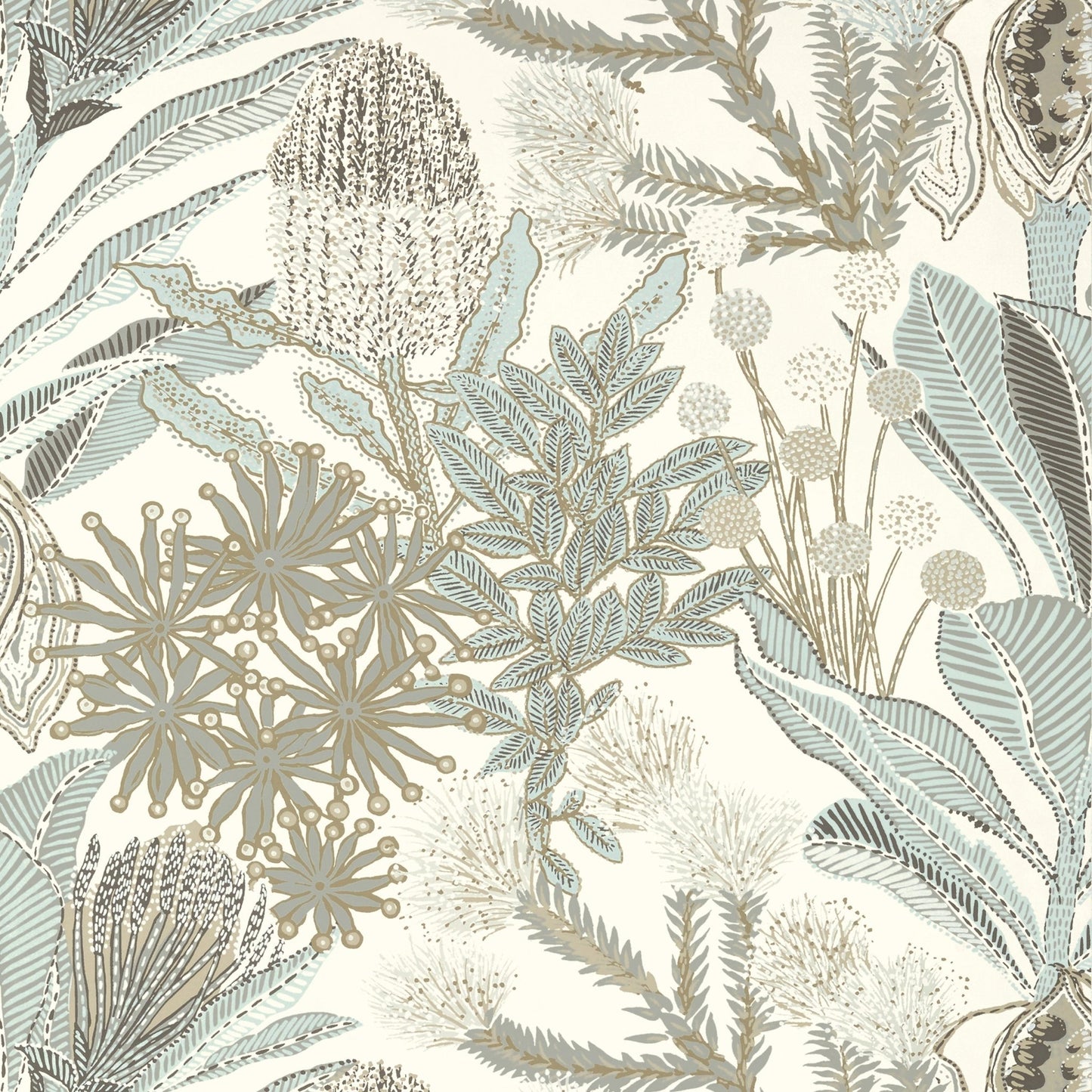 Protea Wallpaper - Neutral & Spa Blue - Thibaut - T13924 - Premier Wallcovering