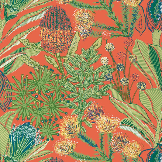 Protea Wallpaper - Coral - Thibaut - T13906 - Premier Wallcovering