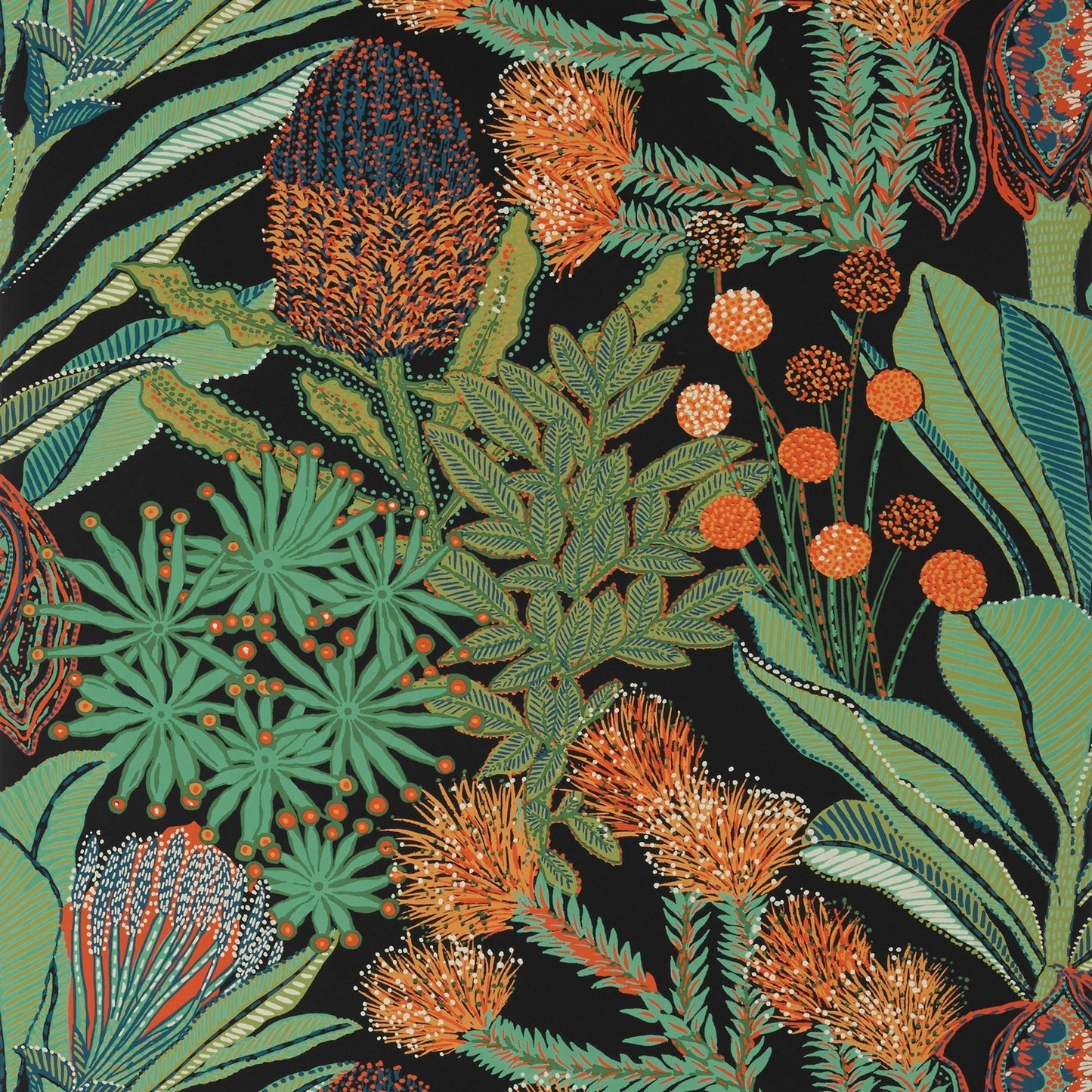 Protea Wallpaper - Black - Thibaut - T13926 - Premier Wallcovering
