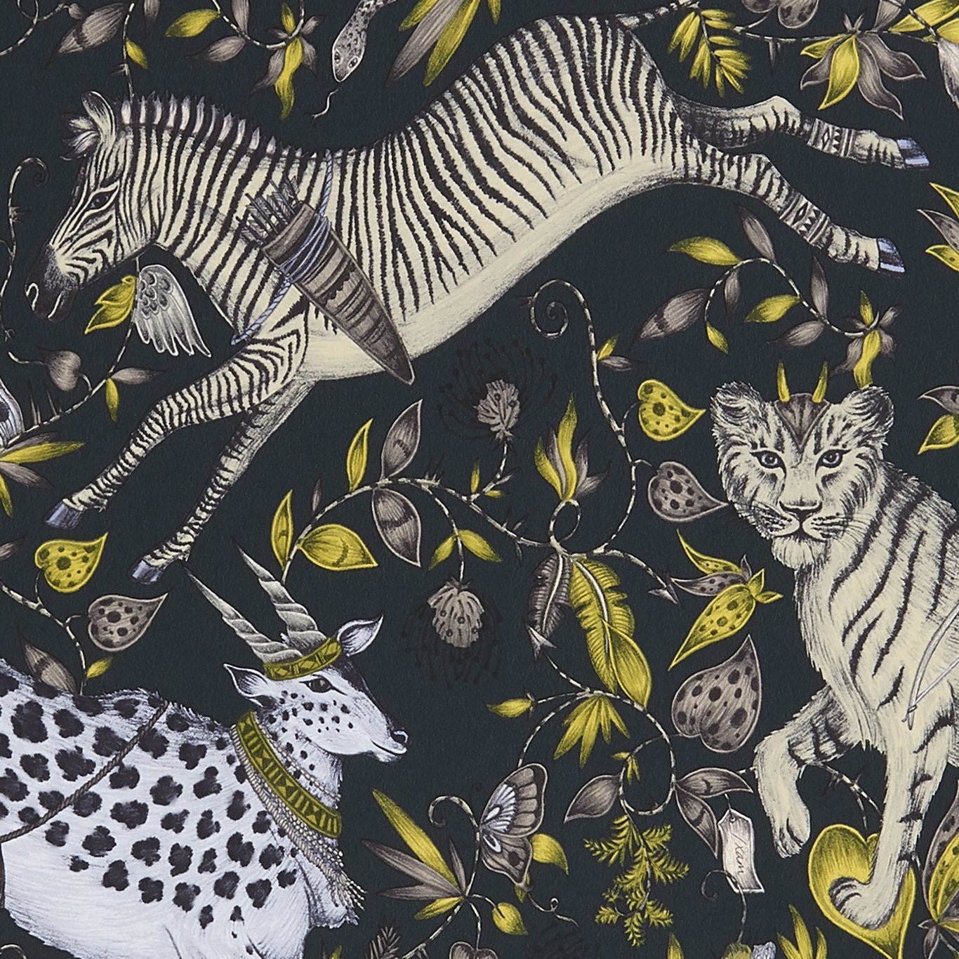 Protea Wallpaper - Charcoal - Clarke & Clarke - Emma J Shipley - W0119/02 - Premier Wallcovering