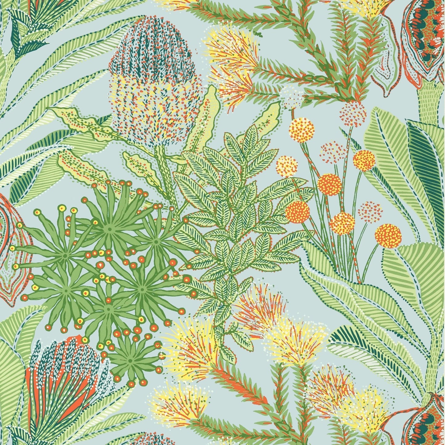 Protea Wallpaper - Light Blue - Thibaut - T13925 - Premier Wallcovering