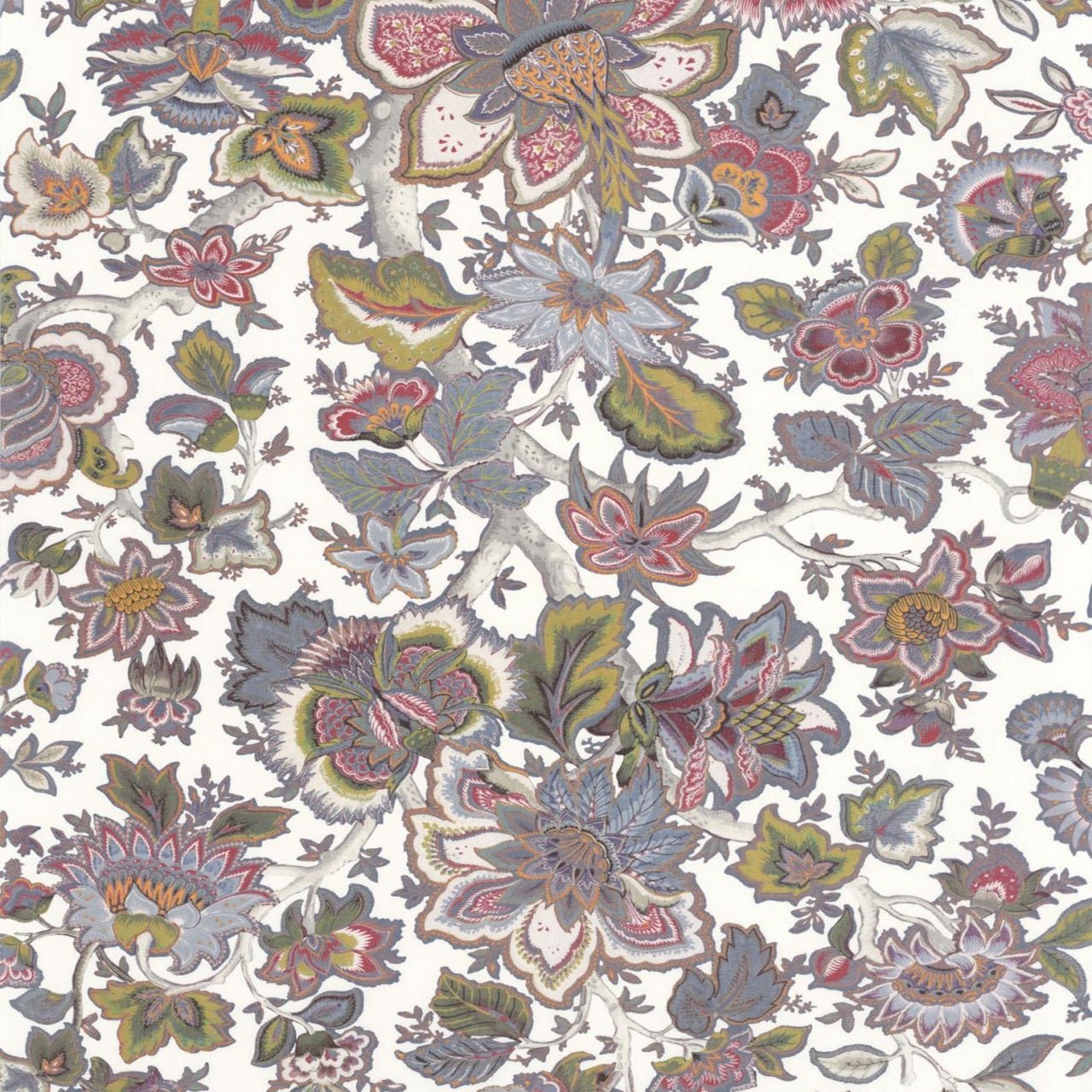 Provence Les Belles Toiles De Jouy Wallpaper - Multico Fond Blanc - Casadeco - 87944213 - Premier Wallcovering