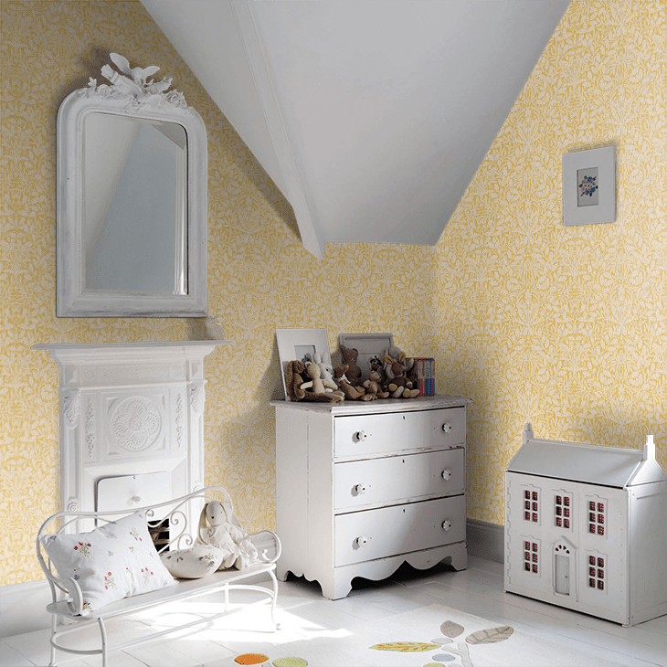 Pure Acorn Wallpaper - Lemon - 217404 - Morris Wallpaper WD - Premier Wallcovering