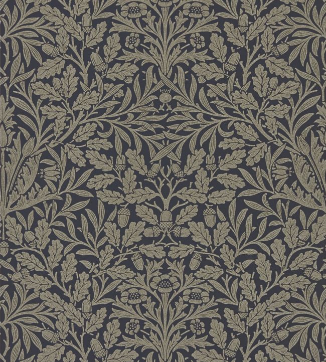 Pure Acorn Wallpaper - Charcoal/Gilver - 216033 - Morris & Co - Premier Wallcovering