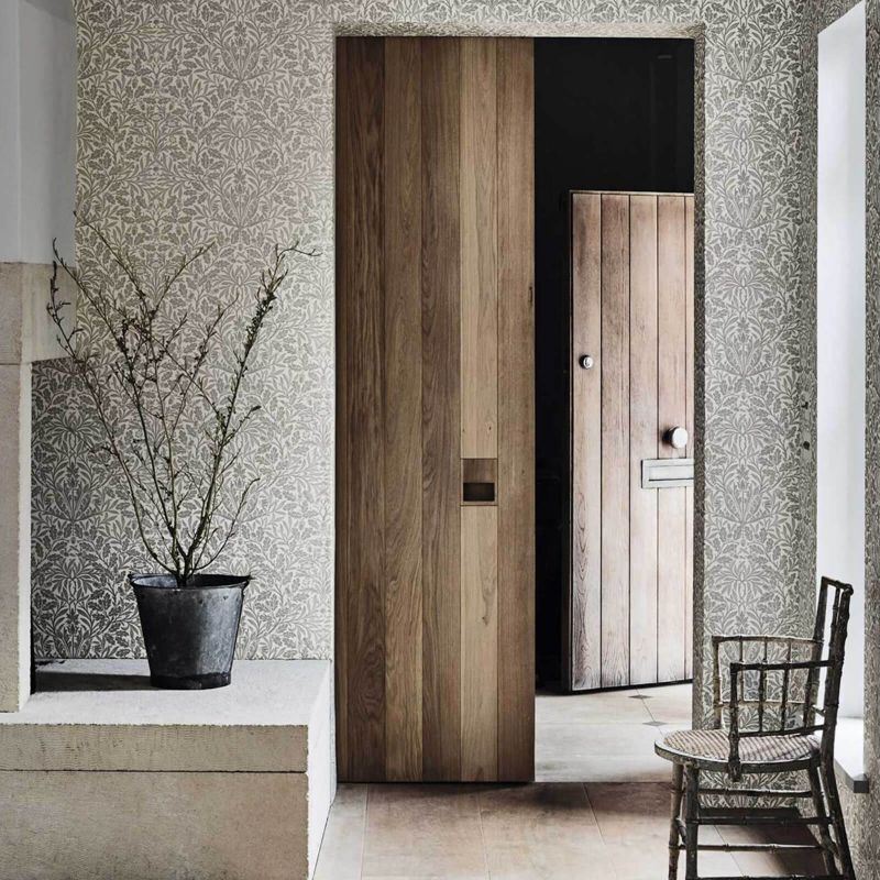 Pure Acorn Wallpaper - Charcoal/Gilver - 216033 - Morris & Co - Premier Wallcovering