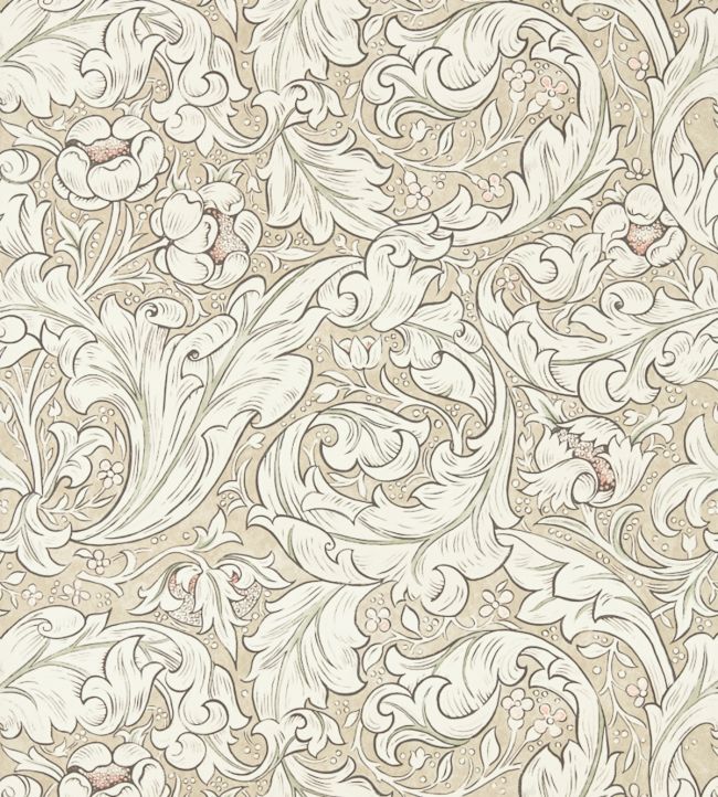 Pure Bachelors Button Wallpaper - Linen/Coral - 216051 - Morris & Co - Premier Wallcovering