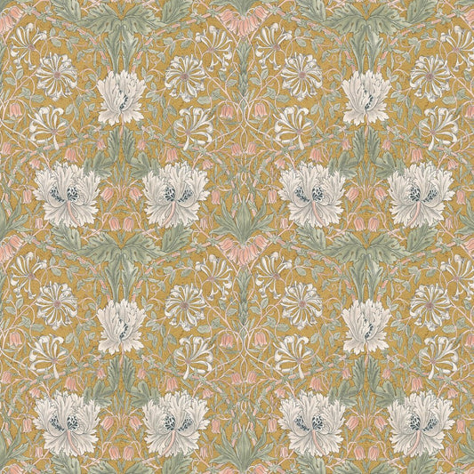 Pure Honeysuckle & Tulip Wallpaper - Gold - 217384 - Morris Wallpaper WD - Premier Wallcovering