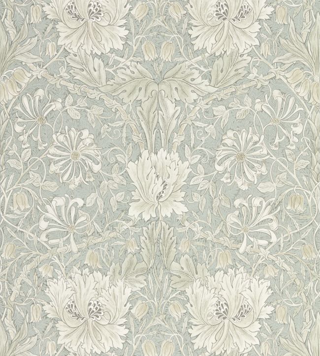 Pure Honeysuckle & Tulip Wallpaper - Grey Blue - 216525 - Morris & Co - Premier Wallcovering