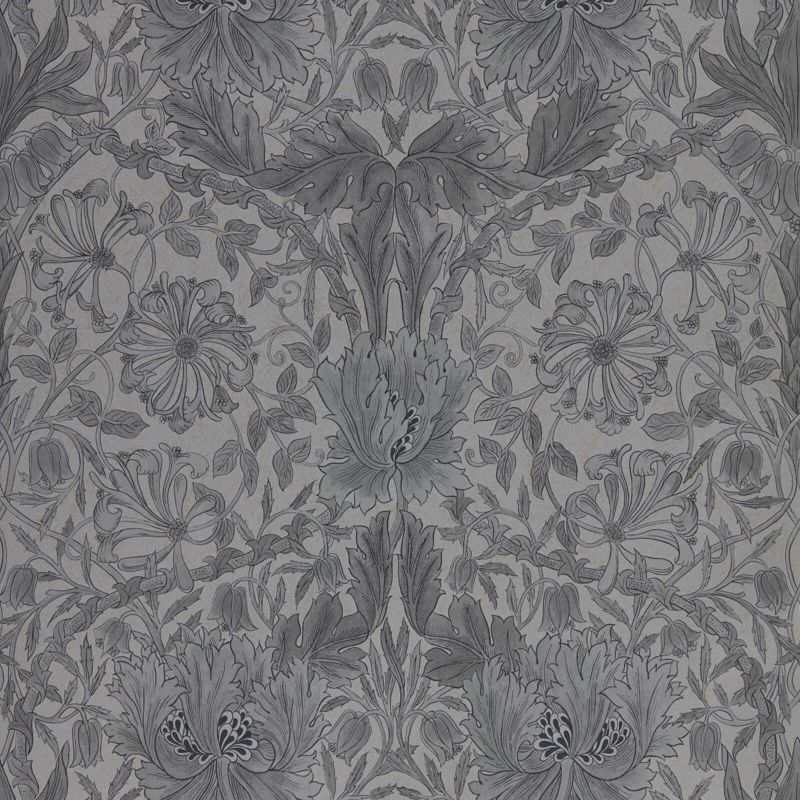 Pure Honeysuckle & Tulip Wallpaper - Black Ink - 216523 - Morris & Co - Premier Wallcovering