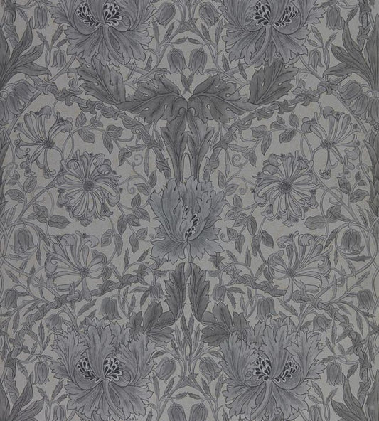 Pure Honeysuckle & Tulip Wallpaper - Black Ink - 216523 - Morris & Co - Premier Wallcovering