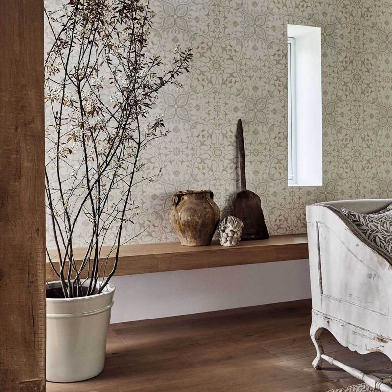 Pure Net Ceiling Wallpaper - Charcoal/Gold - 216036 - Morris & Co - Premier Wallcovering