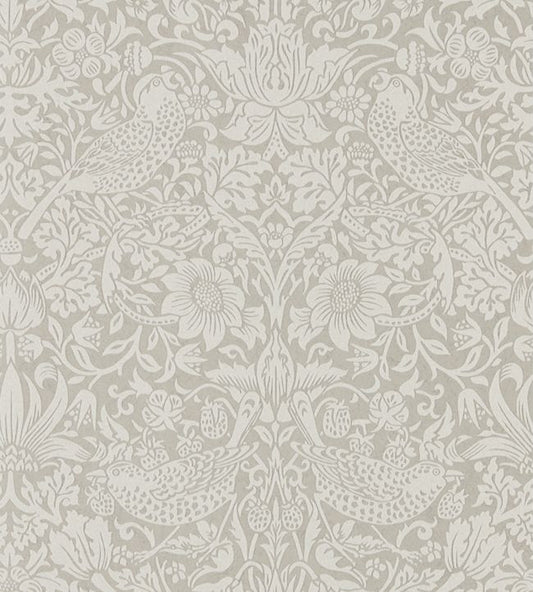 Pure Strawberry Thief Wallpaper - Silver/Stone - 216017 - Morris & Co - Premier Wallcovering