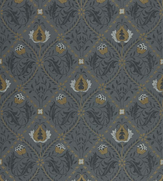Pure Trellis Wallpaper - Black Ink - 216527 - Morris & Co - Premier Wallcovering
