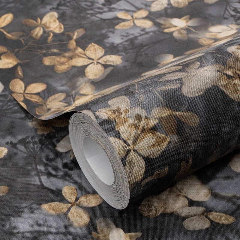 Purity Elderberry Blossoms Wallpaper - Black - Erismann - 10415 - 15 - Premier Wallcovering