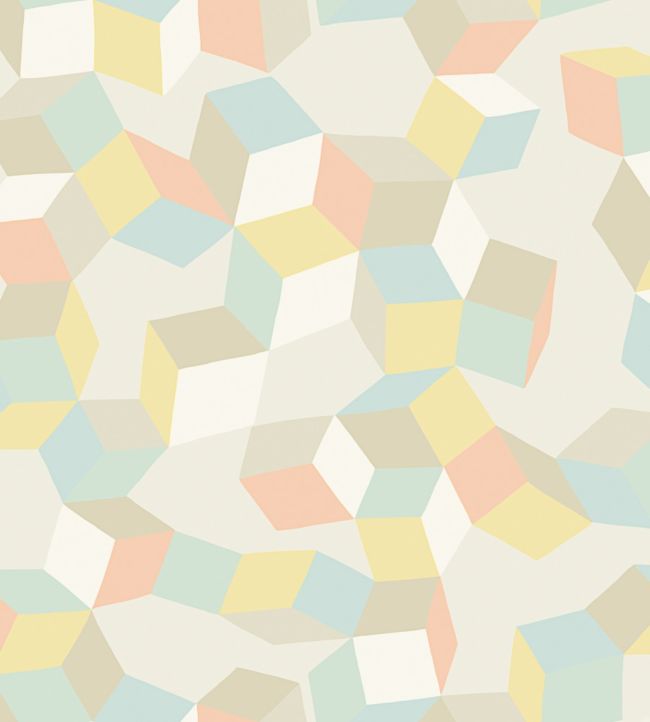Puzzle Wallpaper - Duck Egg & Yellow on Cream - 105/2009 - Cole & Son - Premier Wallcovering