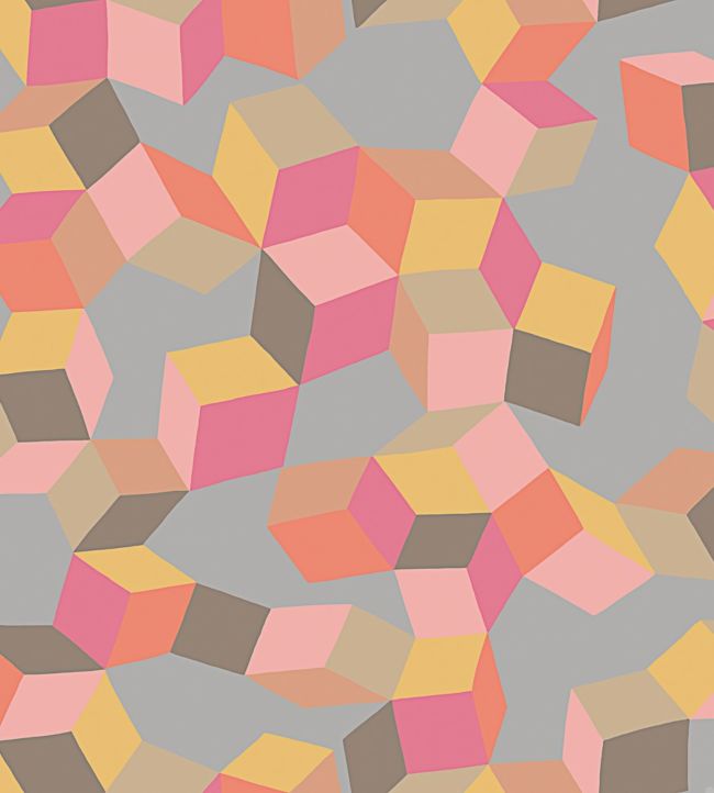 Puzzle Wallpaper - Fuchsia & Orange on Dove - 105/2010 - Cole & Son - Premier Wallcovering