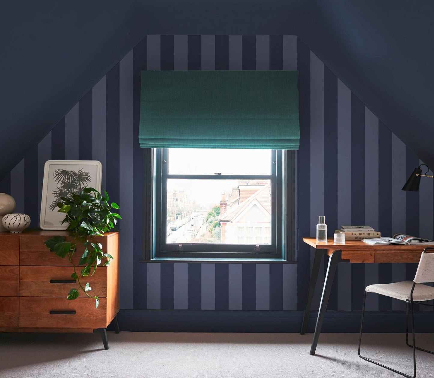 Quartet Stripe Wallpaper - Midnight - Graham & Brown - 131445 - Premier Wallcovering